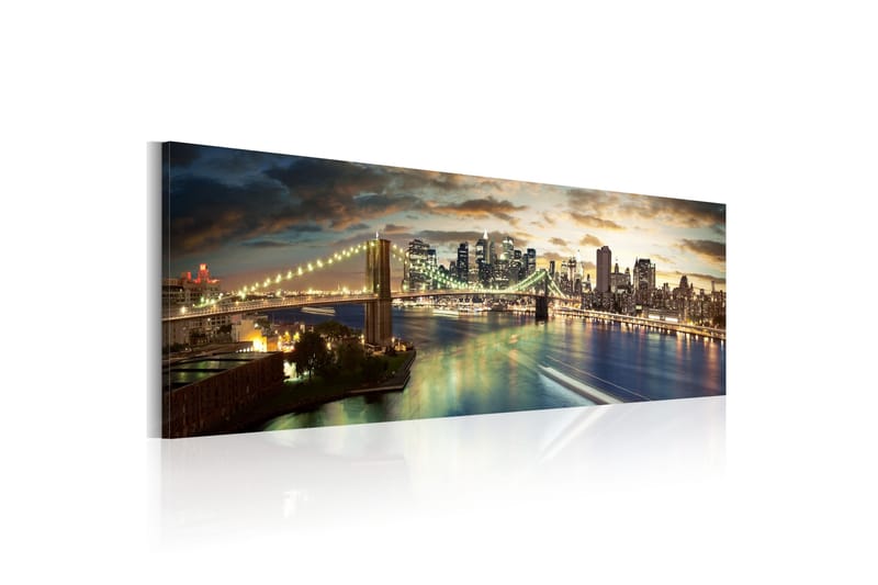 Tavle The East River At Night 135X45 - Artgeist sp. z o. o. - Innredning - Bilder & kunst - Lerretsbilder