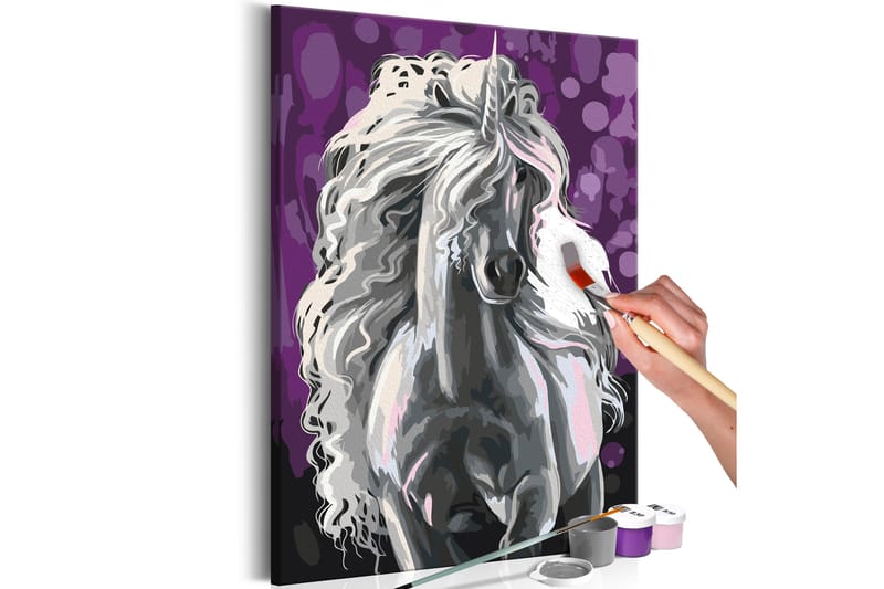 Gjør-det-selv Maleri Hvit Unicorn 40x60 cm - Artgeist sp. z o. o. - Innredning - Bilder & kunst - Male selv