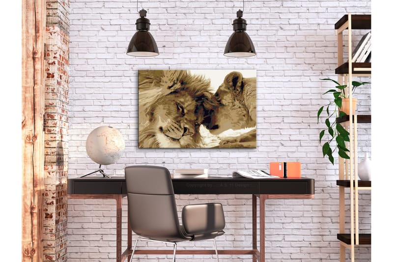 Gjør-det-selv-maleri Lions In Love 60x40 cm - Artgeist sp. z o. o. - Innredning - Bilder & kunst - Male selv