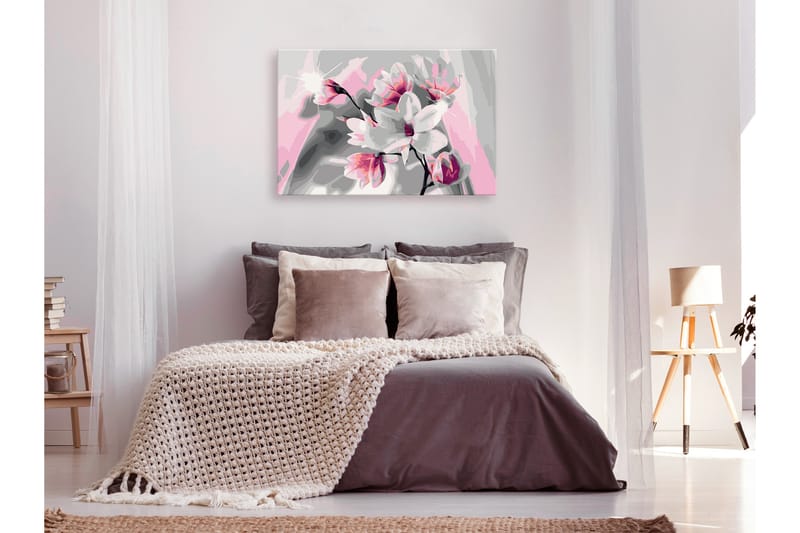 Gjør-det-selv-maleri Magnolia Grå 60x40 cm - Artgeist sp. z o. o. - Innredning - Bilder & kunst - Male selv