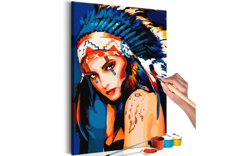 Gjør-det-selv Maleri Native American Girl 40x60 cm - Artgeist sp. z o. o. - Innredning - Bilder & kunst - Male selv