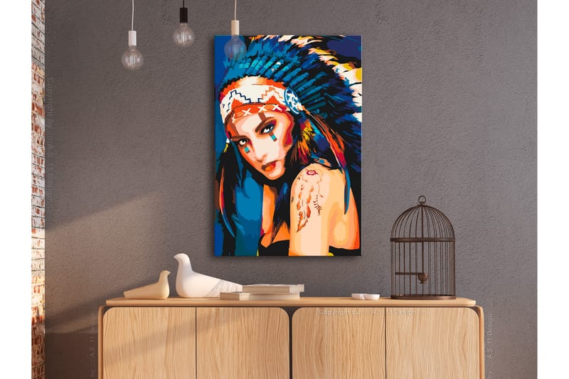 Gjør-det-selv Maleri Native American Girl 40x60 cm - Artgeist sp. z o. o. - Innredning - Bilder & kunst - Male selv