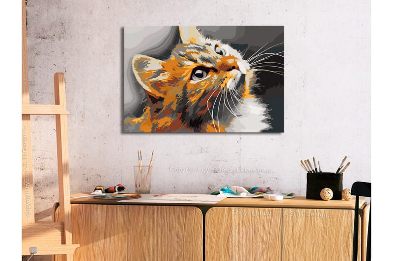 Gjør-det-selv-maleri Rød katt 60x40 cm - Artgeist sp. z o. o. - Innredning - Bilder & kunst - Male selv