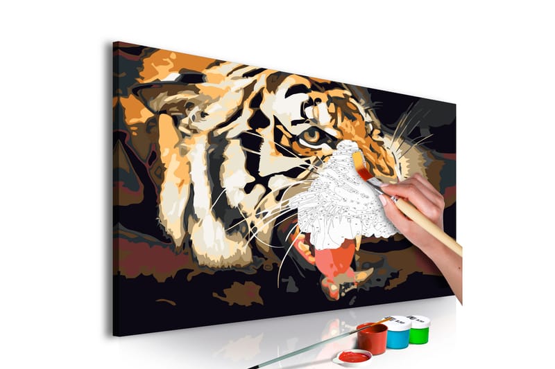 Gjør-det-selv Maleri Tigerbrøl  60x40 cm - Artgeist sp. z o. o. - Innredning - Bilder & kunst - Male selv