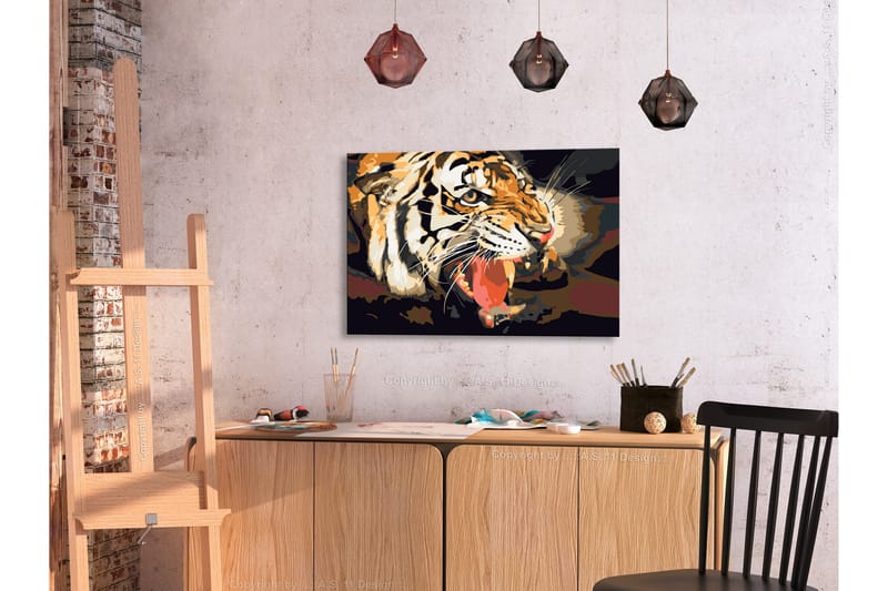 Gjør-det-selv Maleri Tigerbrøl  60x40 cm - Artgeist sp. z o. o. - Innredning - Bilder & kunst - Male selv