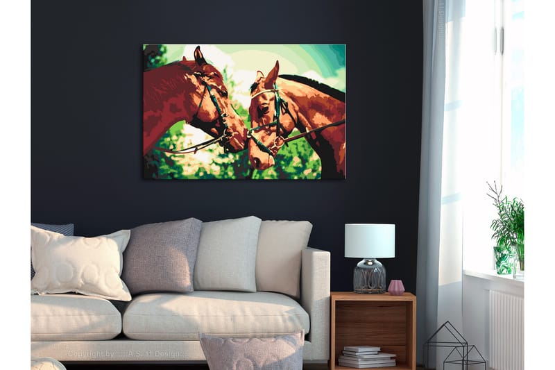 Gjør-det-selv-maleri Two Horses 60x40 cm - Artgeist sp. z o. o. - Innredning - Bilder & kunst - Male selv