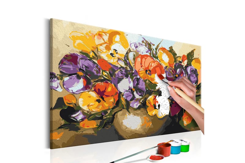 Gjør-det-selv-maleri Vase Of Pansies 60x40 cm - Artgeist sp. z o. o. - Innredning - Bilder & kunst - Male selv