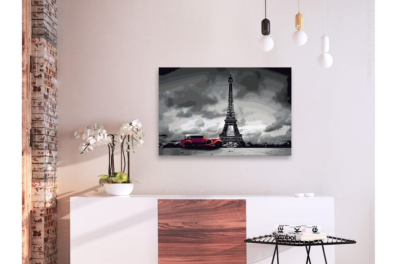 Gjør-det-selv-maleri Paris Red Limousine 60x40 cm - Artgeist sp. z o. o. - Innredning - Bilder & kunst - Male selv