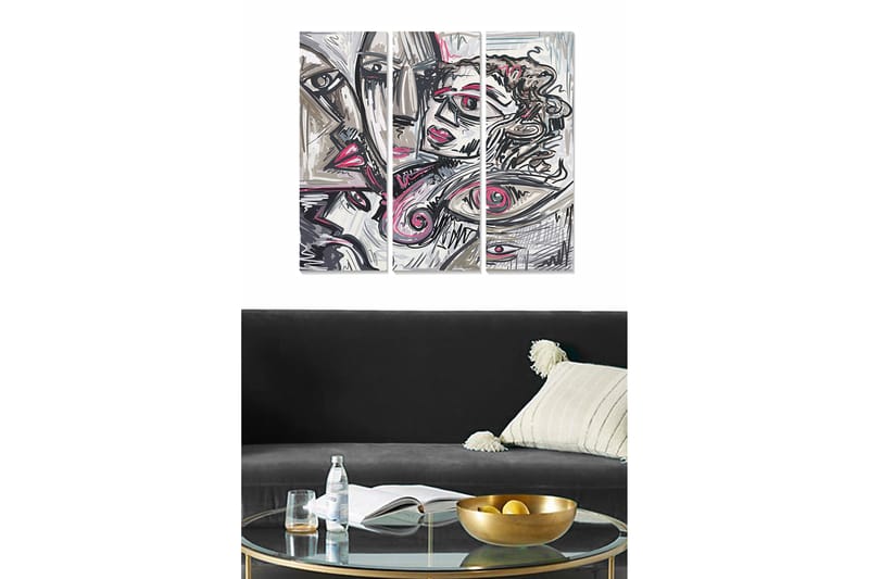 Canvasbilde Abstract 3-pk Flerfarget - 22x05 cm - Innredning - Bilder & kunst - Posters