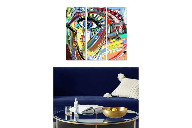 Canvasbilde Abstract 3-pk Flerfarget - 22x05 cm - Innredning - Bilder & kunst - Posters