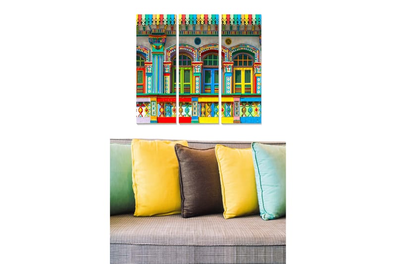 Canvasbilde City 3-pk flerfarget - 22x05 cm - Innredning - Bilder & kunst - Posters