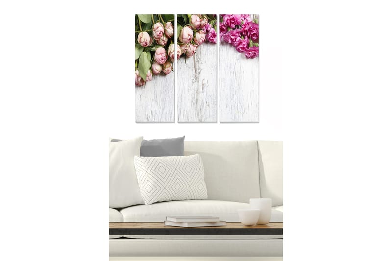 Canvasbilde Floral 3-pk flerfarget - 22x05 cm - Innredning - Bilder & kunst - Posters