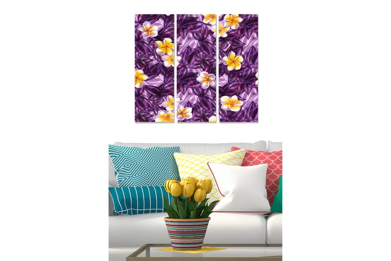 Canvasbilde Floral 3-pk flerfarget - 22x05 cm - Innredning - Bilder & kunst - Posters