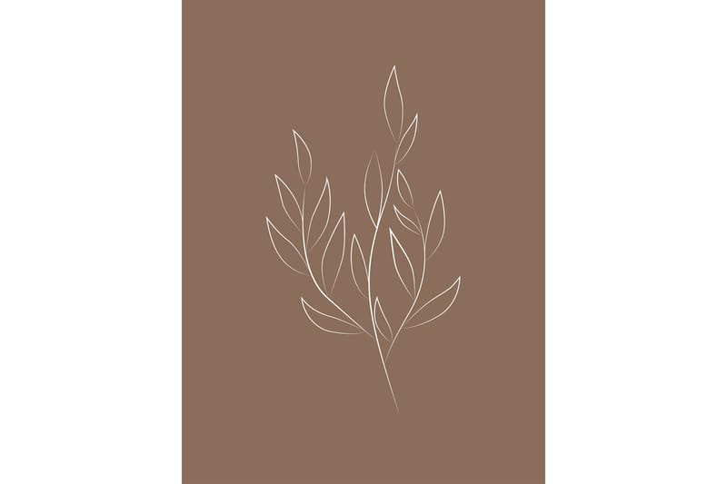 Poster Drawed leaf 30x40 cm - Brun - Innredning - Bilder & kunst - Posters