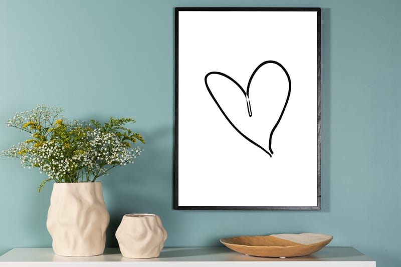 Poster Heart 21x30 cm - Sort/Hvid - Innredning - Bilder & kunst - Posters