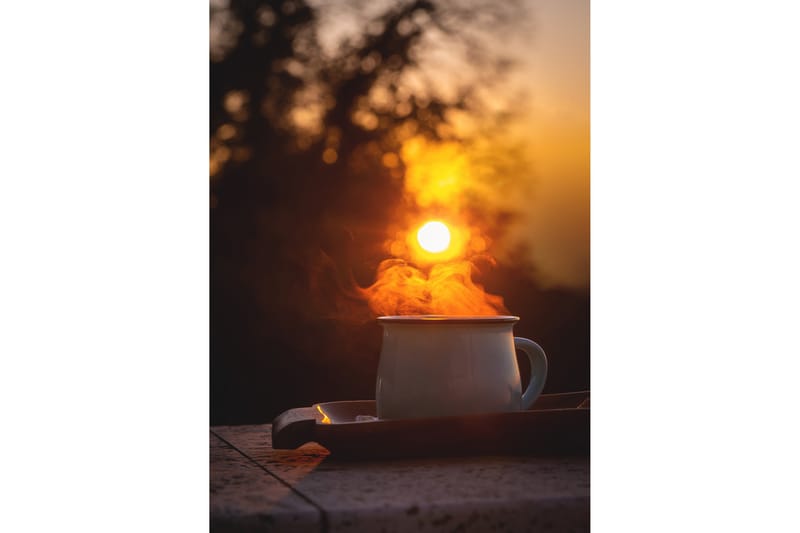 Poster Morning coffee 50x70 cm - Orange/Sort - Innredning - Bilder & kunst - Posters