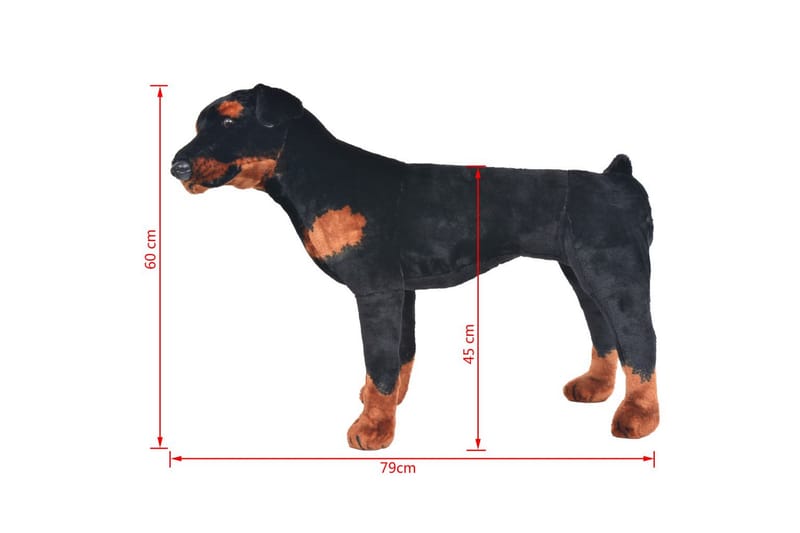 Stående lekehund rottweiler plysj svart og brun XXL - Svart - Innredning - Innredning barnerom - Leketøy & leker - Myke leketøy & kosedyr