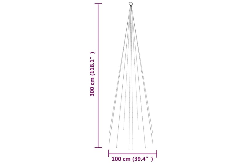 beBasic Juletre på flaggstang 310 LED fargerik 300 cm - Innredning - Julepynt & helgedekorasjon - Julepynt & juledekorasjon - Plastjuletre