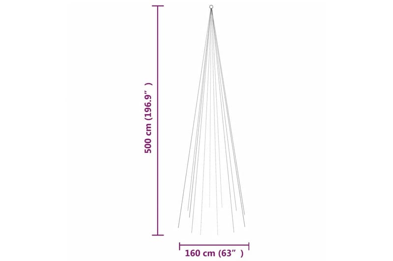 beBasic Juletre på flaggstang 732 LED fargerik 500 cm - Innredning - Julepynt & helgedekorasjon - Julepynt & juledekorasjon - Plastjuletre