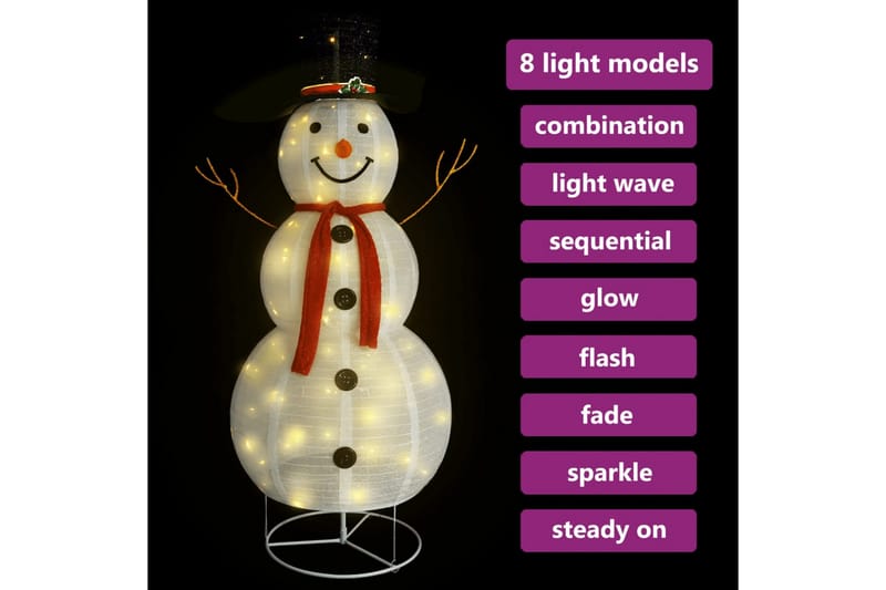 Dekorativ snømannfigur med LED luksusstoff 180cm - Hvit - Innredning - Julepynt & helgedekorasjon - Julepynt & juledekorasjon - Juleengel & julefigur