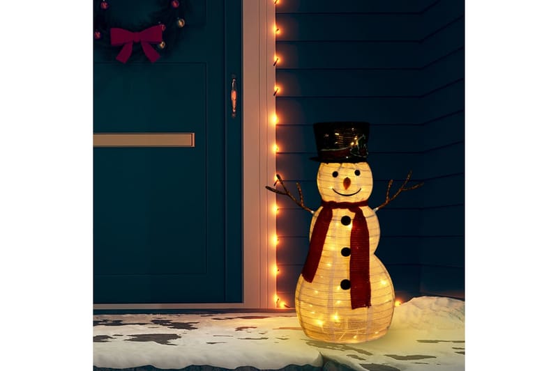 Dekorativ snømannfigur med LED luksusstoff 60cm - Hvit - Innredning - Julepynt & helgedekorasjon - Julepynt & juledekorasjon - Juleengel & julefigur