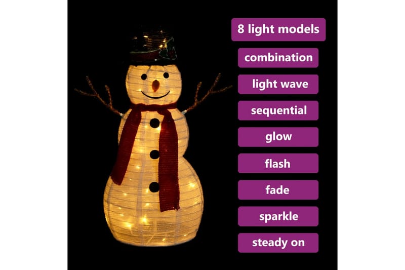 Dekorativ snømannfigur med LED luksusstoff 60cm - Hvit - Innredning - Julepynt & helgedekorasjon - Julepynt & juledekorasjon - Juleengel & julefigur