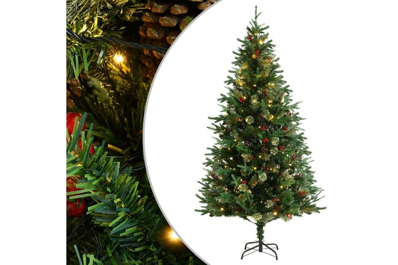 Juletre med lysdioder og kongler grønn 195 cm PVC og PE - Innredning - Julepynt & helgedekorasjon - Julepynt & juledekorasjon - Plastjuletre