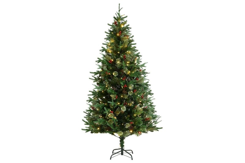 Juletre med lysdioder og kongler grønn 195 cm PVC og PE - Innredning - Julepynt & helgedekorasjon - Julepynt & juledekorasjon - Plastjuletre