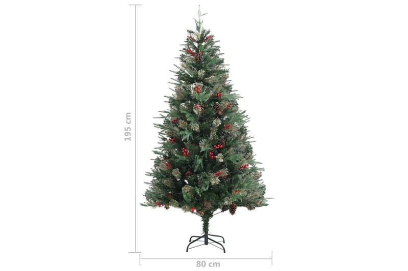 Juletre med lysdioder og kongler grønn 195 cm PVC og PE - Innredning - Julepynt & helgedekorasjon - Julepynt & juledekorasjon - Plastjuletre