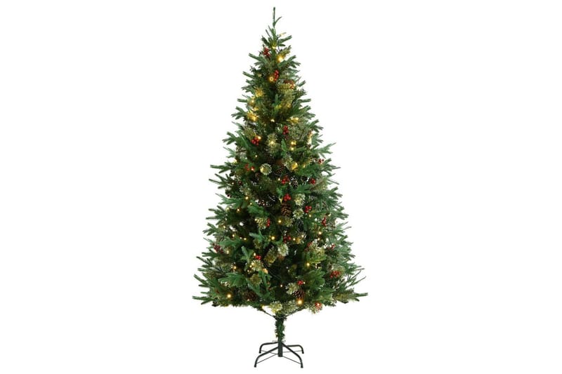 Juletre med lysdioder og kongler grønn 225 cm PVC og PE - Innredning - Julepynt & helgedekorasjon - Julepynt & juledekorasjon - Plastjuletre