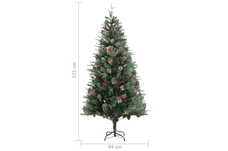 Juletre med lysdioder og kongler grønn 225 cm PVC og PE - Innredning - Julepynt & helgedekorasjon - Julepynt & juledekorasjon - Plastjuletre