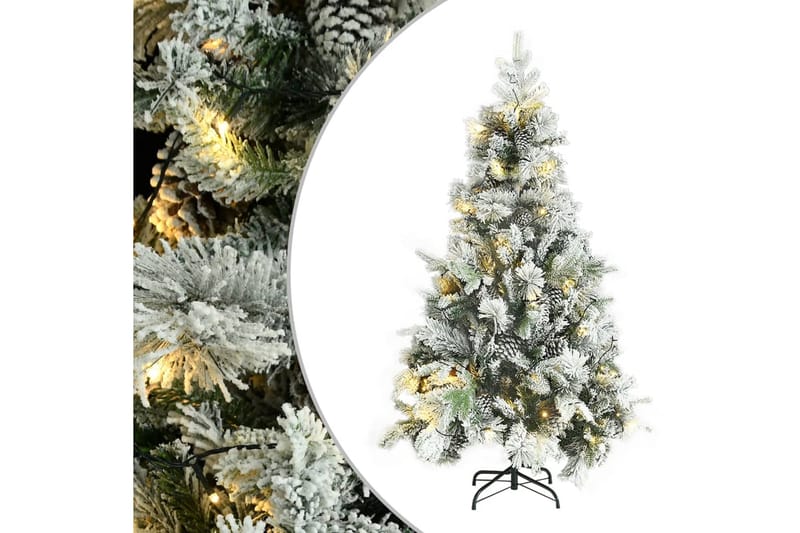 Kunstig LED-juletre med flokket snø og kongler 195 cm - Innredning - Julepynt & helgedekorasjon - Julepynt & juledekorasjon - Plastjuletre