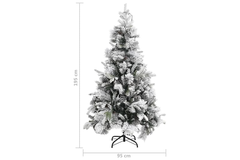 Kunstig LED-juletre med flokket snø og kongler 195 cm - Innredning - Julepynt & helgedekorasjon - Julepynt & juledekorasjon - Plastjuletre