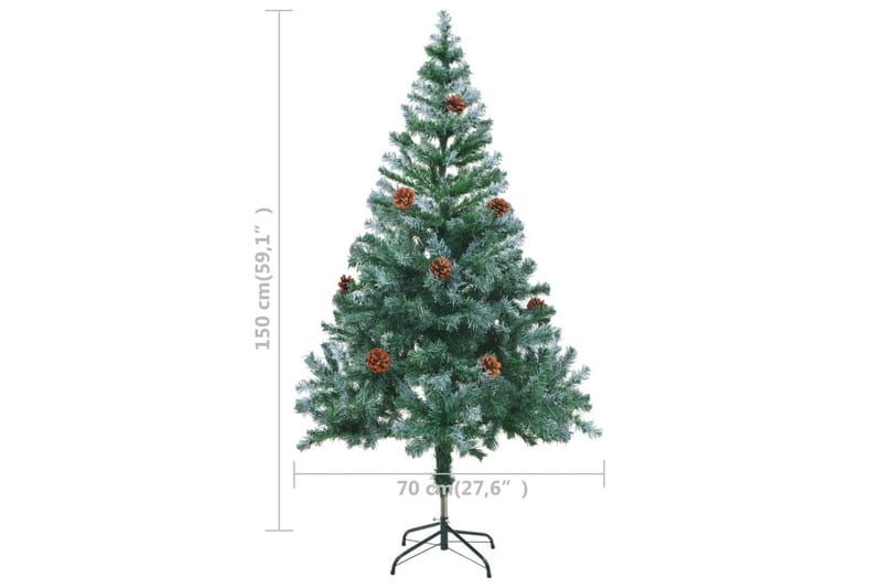 Frostet kunstig juletre med LED & kulesett & kongler 150 cm - Innredning - Julepynt & helgedekorasjon - Julepynt & juledekorasjon - Plastjuletre