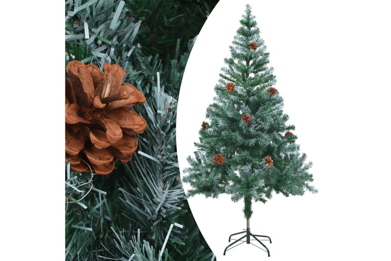 Frostet kunstig juletre med LED & kulesett & kongler 150 cm - Innredning - Julepynt & helgedekorasjon - Julepynt & juledekorasjon - Plastjuletre