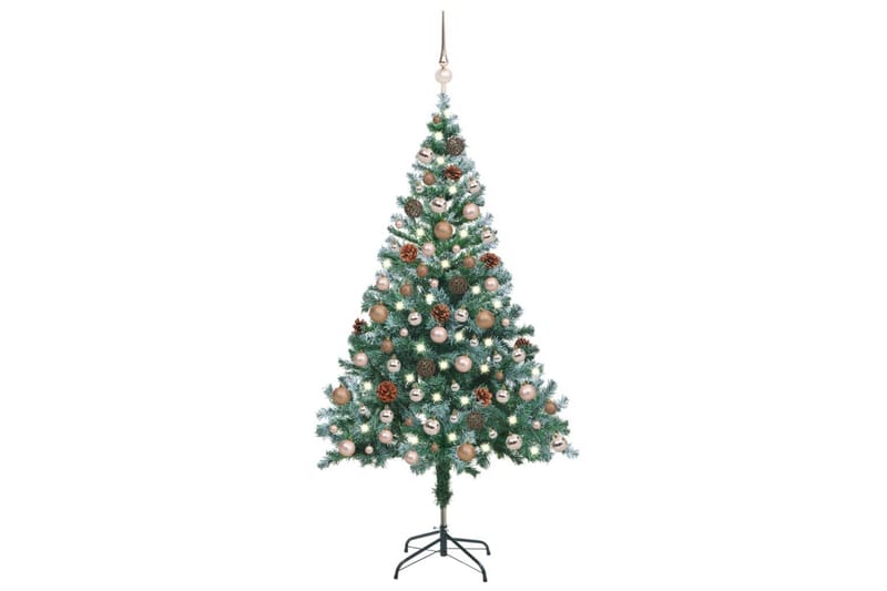 Frostet kunstig juletre med LED & kulesett & kongler 150 cm - Innredning - Julepynt & helgedekorasjon - Julepynt & juledekorasjon - Plastjuletre