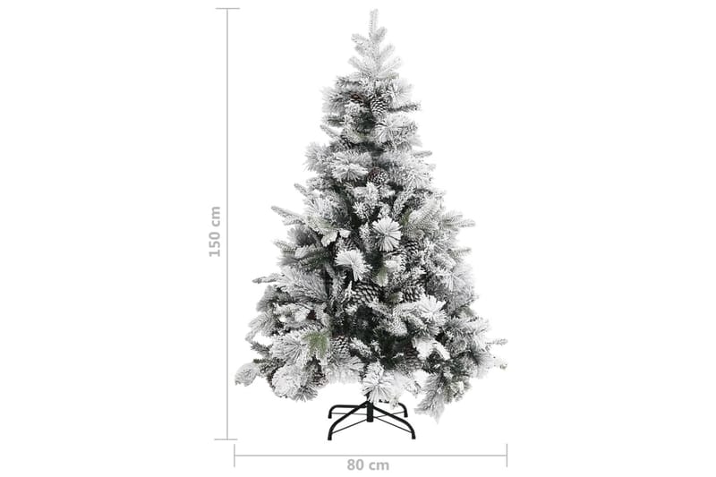 Juletre med flokket snø og kongler 150 cm PVC og PE - Innredning - Julepynt & helgedekorasjon - Julepynt & juledekorasjon - Plastjuletre