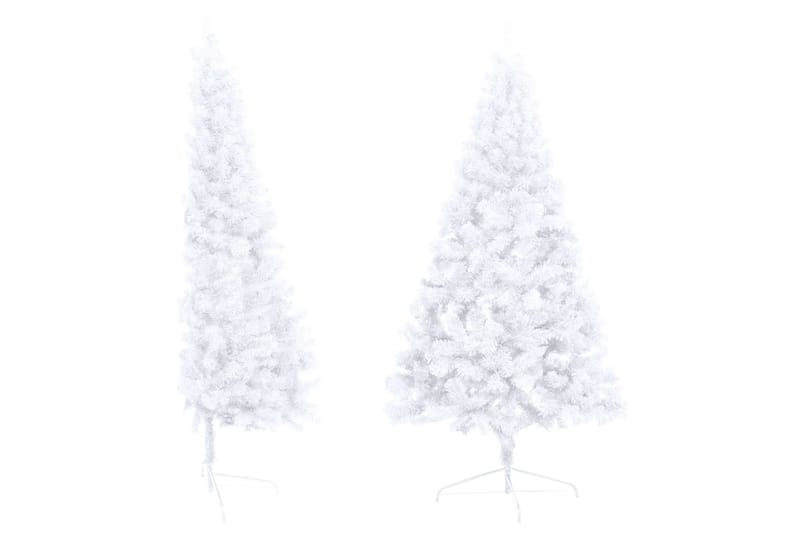 Kunstig juletre halvt med LED og kuler 150 cm hvit - Innredning - Julepynt & helgedekorasjon - Julepynt & juledekorasjon - Plastjuletre