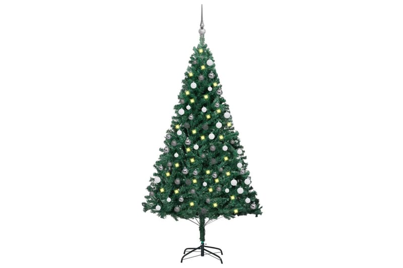 Kunstig juletre med LED og kulesett 120 cm PVC grønn - Innredning - Julepynt & helgedekorasjon - Julepynt & juledekorasjon - Plastjuletre