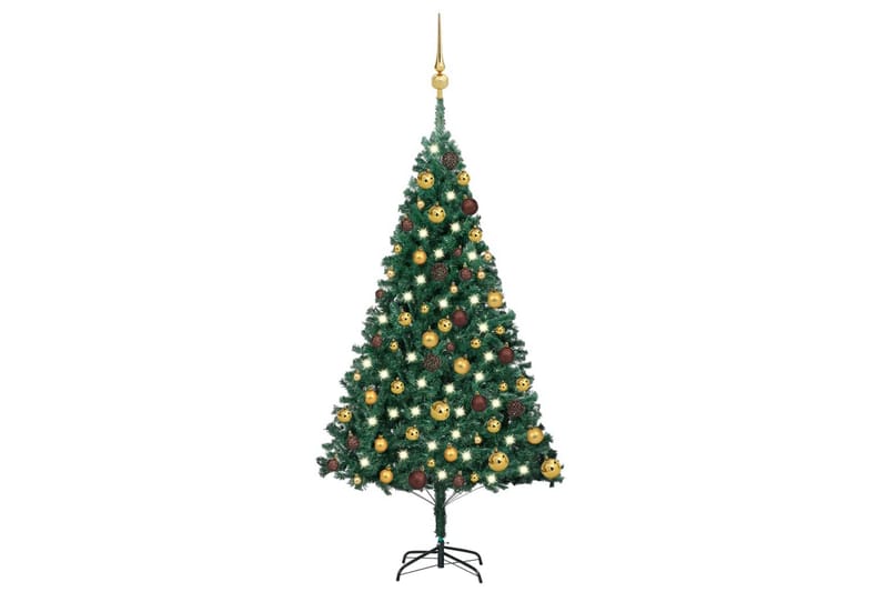 Kunstig juletre med LED og kulesett 120 cm PVC grønn - Innredning - Julepynt & helgedekorasjon - Julepynt & juledekorasjon - Plastjuletre