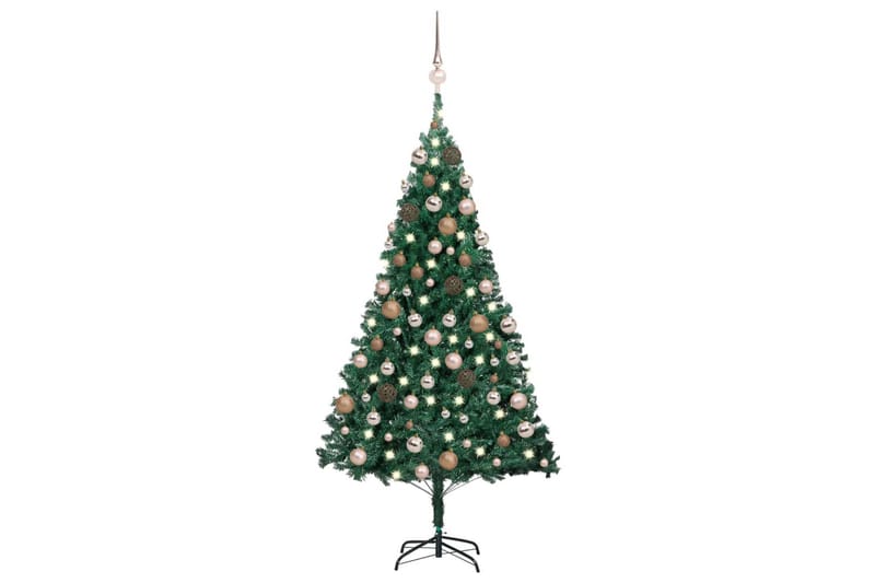 Kunstig juletre med LED og kulesett 120 cm PVC grønn - Innredning - Julepynt & helgedekorasjon - Julepynt & juledekorasjon - Plastjuletre