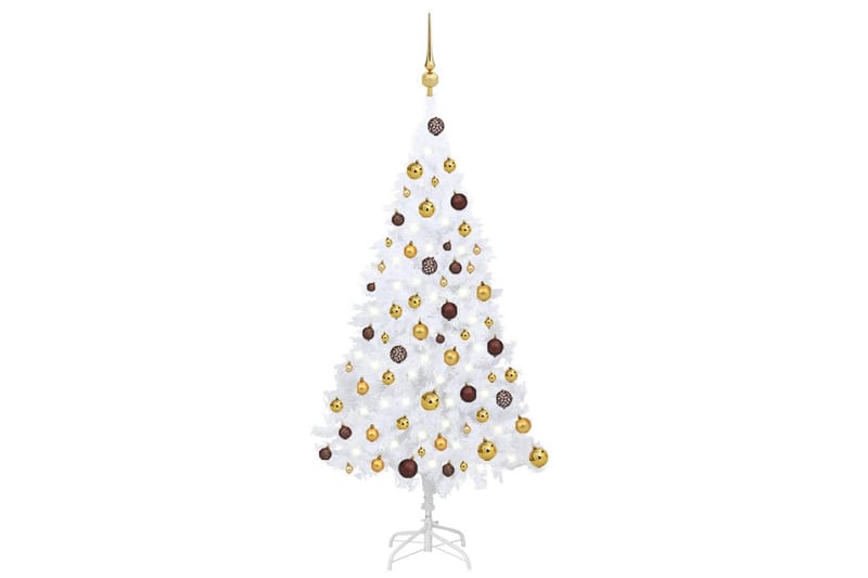 Kunstig juletre med LED og kulesett 120 cm PVC hvit - Innredning - Julepynt & helgedekorasjon - Julepynt & juledekorasjon - Plastjuletre