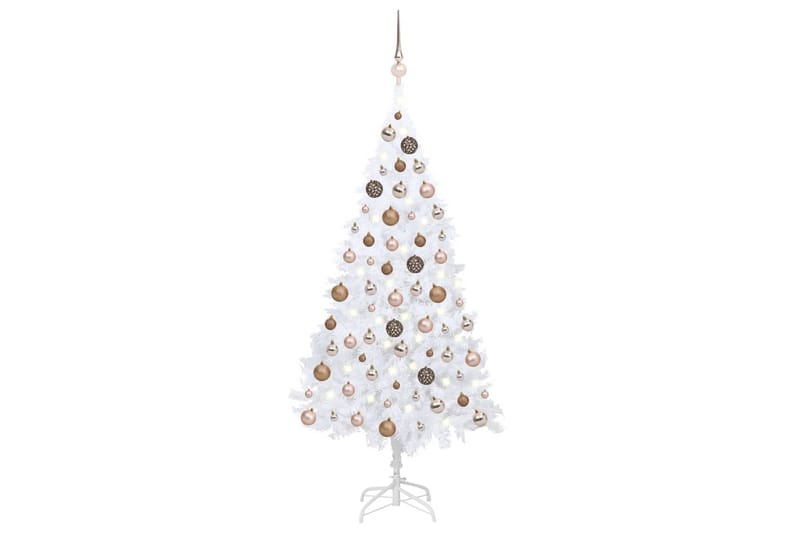 Kunstig juletre med LED og kulesett 120 cm PVC hvit - Innredning - Julepynt & helgedekorasjon - Julepynt & juledekorasjon - Plastjuletre