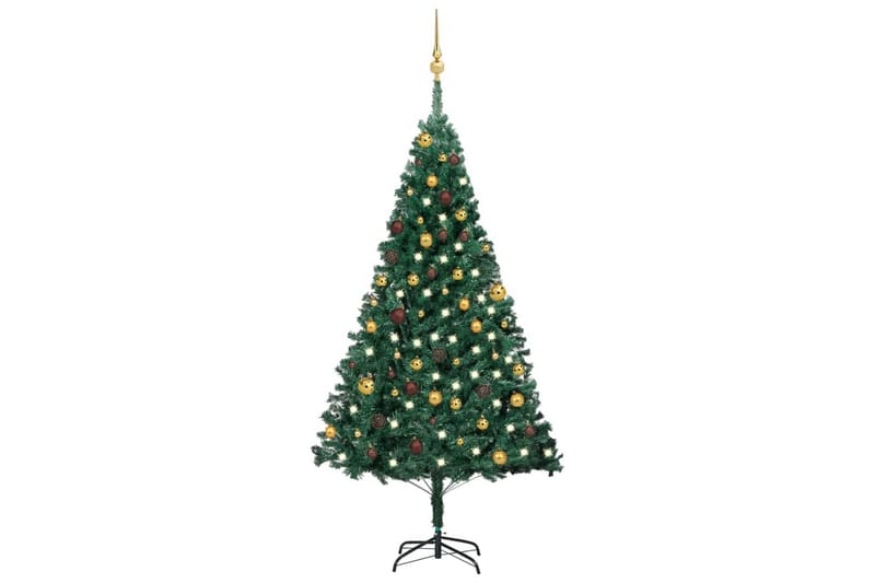 Kunstig juletre med LED og kulesett 180 cm PVC grønn - Innredning - Julepynt & helgedekorasjon - Julepynt & juledekorasjon - Plastjuletre