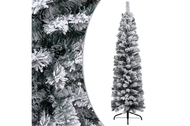 Slankt kunstig juletre med flokket snø grønn 120 cm PVC - grønn - Innredning - Julepynt & helgedekorasjon - Julepynt & juledekorasjon - Plastjuletre