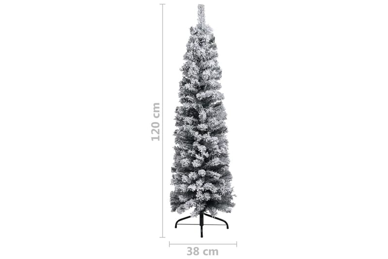 Slankt kunstig juletre med flokket snø grønn 120 cm PVC - grønn - Innredning - Julepynt & helgedekorasjon - Julepynt & juledekorasjon - Plastjuletre