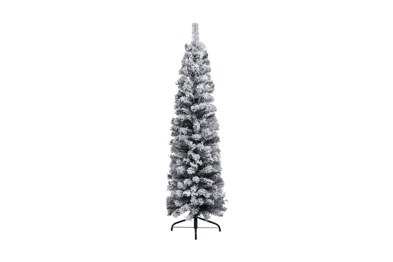 Slankt kunstig juletre med flokket snø grønn 150 cm PVC - Innredning - Julepynt & helgedekorasjon - Julepynt & juledekorasjon - Plastjuletre