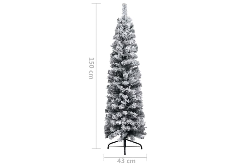 Slankt kunstig juletre med flokket snø grønn 150 cm PVC - Innredning - Julepynt & helgedekorasjon - Julepynt & juledekorasjon - Plastjuletre