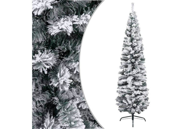 Slankt kunstig juletre med flokket snø grønn 180 cm PVC - Innredning - Julepynt & helgedekorasjon - Julepynt & juledekorasjon - Plastjuletre