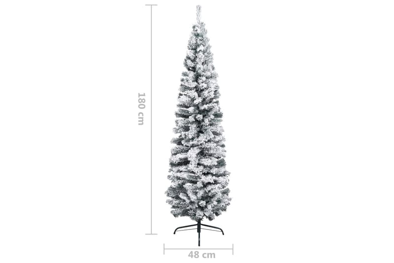 Slankt kunstig juletre med flokket snø grønn 180 cm PVC - Innredning - Julepynt & helgedekorasjon - Julepynt & juledekorasjon - Plastjuletre